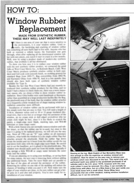 Chuck's Convertible Parts - INSTRUCTIONS, WINDOW RUBBER INSTALLATION, 2 PAGES