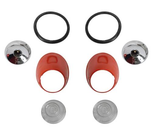 Chuck's Convertible Parts - TURN INDICATOR ASSEMBLY, BULLET, LEFT & RIGHT PRIMERED COMPLETE WITH CLEAR HELLA LENSES & SEALS, BUG 1956-57 - Image 2
