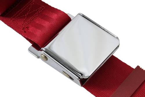 Chuck's Convertible Parts - SEAT BELT, LAP TYPE, RED WITH HARDWARE 68", BUG / BUS / GHIA / THING / TYPE 3 *MADE IN USA* - Image 1