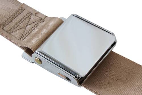 Chuck's Convertible Parts - SEAT BELT, LAP TYPE, TAN WITH HARDWARE 68", BUG / BUS / GHIA / THING / TYPE 3 *MADE IN USA* - Image 1