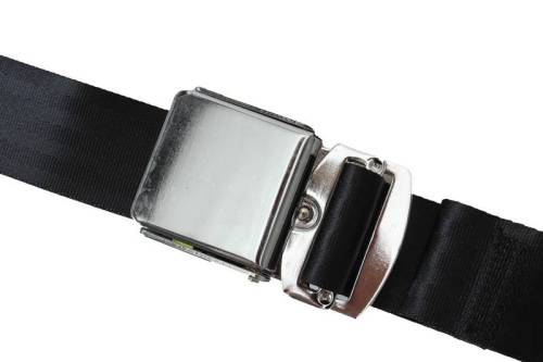 Chuck's Convertible Parts - SEAT BELT, BLACK 3 POINT NON RETRACTABLE WITH HARDWARE *MADE IN USA* - Image 2