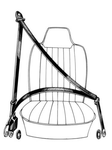 Chuck's Convertible Parts - SEAT BELT, RIGHT, 3 POINT BLACK RETRACTABLE WITH HARDWARE, BUG SEDAN 67-77 / BUG CONV. 67-72 *MADE IN USA* - Image 3