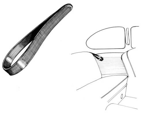 Chuck's Convertible Parts - STRAP, REAR SEAT PULL, BLACK, BUG 1968-1977 *MADE BY WCM* - Image 2