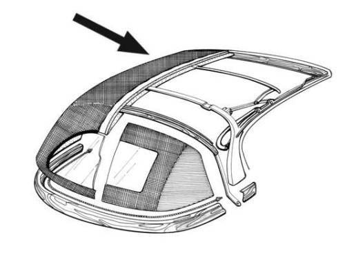 Chuck's Convertible Parts - TOP COVER, NAVY BLUE CANVAS WITH OFF WHITE PERF. WINDOW LINING, GHIA CONV. 1958-67  *MADE IN USA* - Image 1