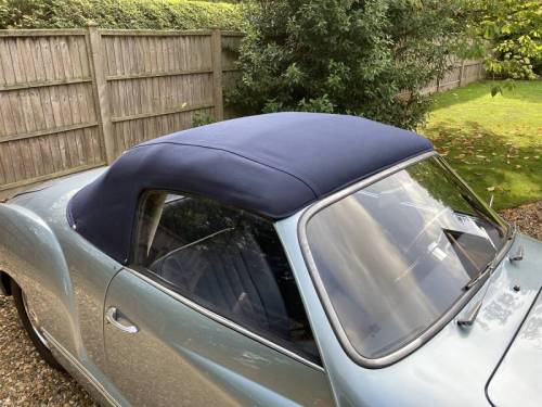 Chuck's Convertible Parts - TOP COVER, NAVY BLUE CANVAS WITH OFF WHITE PERF. WINDOW LINING, GHIA CONV. 1958-67  *MADE IN USA* - Image 2