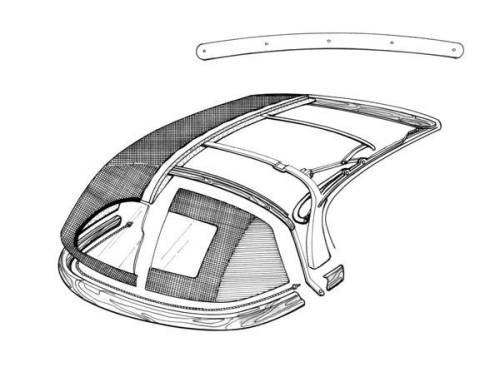 Chuck's Convertible Parts - COVER, HEADER BOW INSIDE, BLACK GHIA CONVERTIBLE 1969 1/2 - 74 (1969 from VIN 149431008) *MADE IN USA BY WCM* - Image 2