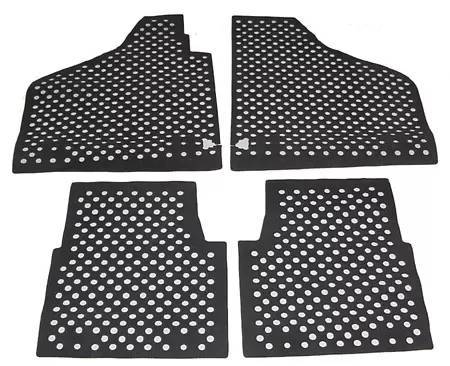 FLOOR MATS, FRONT AND REAR, BLACK RUBBER WITH HOLES LIKE ORIGINAL, THING 1973-74