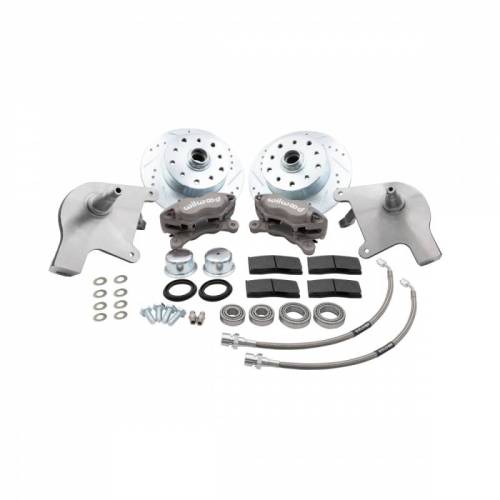 Chuck's Convertible Parts - FRONT DISC BRAKE KIT, SILVER WILWOOD 4 PISTON CALIPERS W/ DROP SPINDLES, 5x130 & 5x4.75, BALL JOINT STD BUG 1966-77, GHIA 1966-74 - Image 1