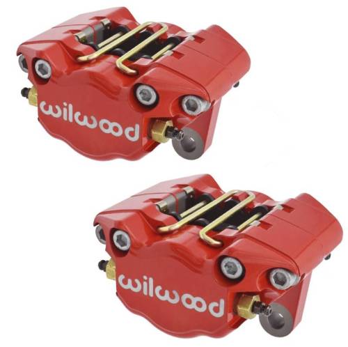 Chuck's Convertible Parts - FRONT DISC BRAKE KIT, RED WILWOOD 4 PISTON CALIPERS W/ DROP SPINDLES, 5x130 & 5x4.75, BALL JOINT STD BUG 1966-77, GHIA 1966-74 - Image 2