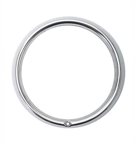 HEADLIGHT RING, CHROME, OEM HELLA, BUG 1967-79, BUS 1968-79, THING 1973-74, TYPE 3 1961-73 (Screws sold separately # 311-100)