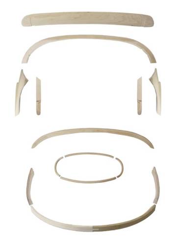 CONVERTIBLE TOP WOOD BOW KIT, BUG CONV. 1952-56 (See description for contents)