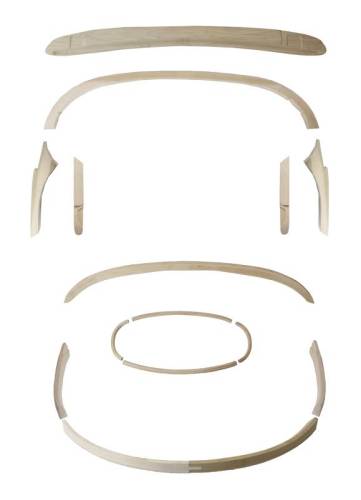 CONVERTIBLE TOP WOOD BOW KIT, BUG CONV. 1957-60 (See description for contents)