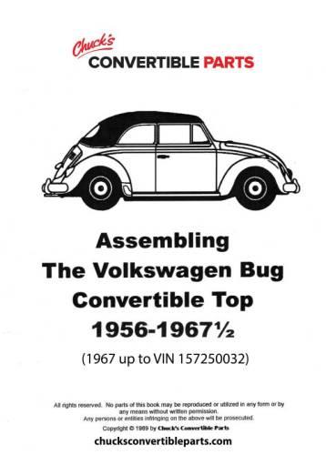 TOP INSTRUCTION MANUAL, BUG CONV. 1956-67 1/2 (1967 up to VIN 157250032)