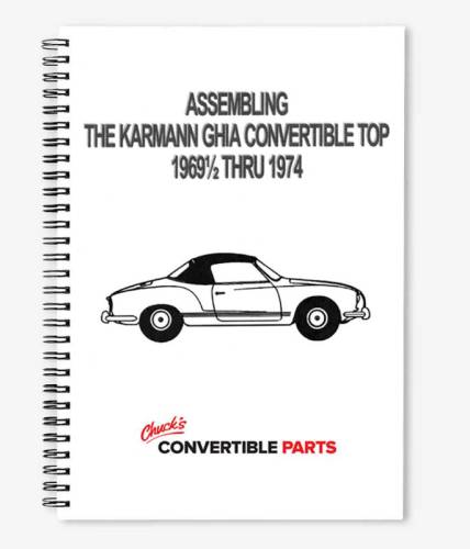 TOP INSTRUCTION MANUAL, DETAILED 43 PAGES, GHIA CONV. 1969 1/2 -74 (1969 From VIN 149431008)