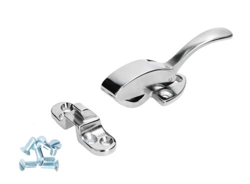 TOP LOCK AND CATCH, LEFT OR RIGHT WITH SCREWS, BUG CONV. 1950-60 (Requires 2 Sets Per Car)